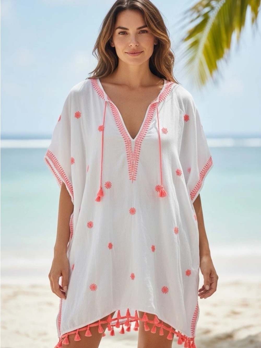 I. CREW Women’s Beach Cover-Up Tunic with Tassels - M - NWT
